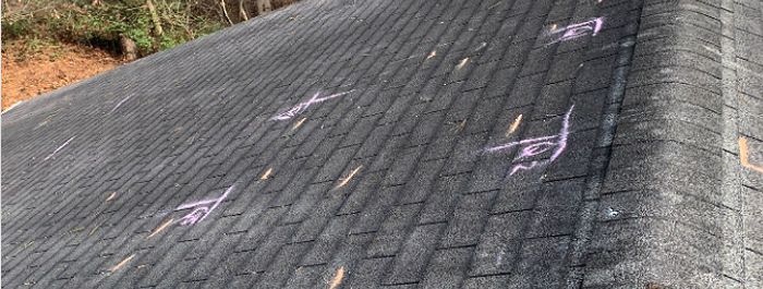 chalk marks on roof after roof inspection