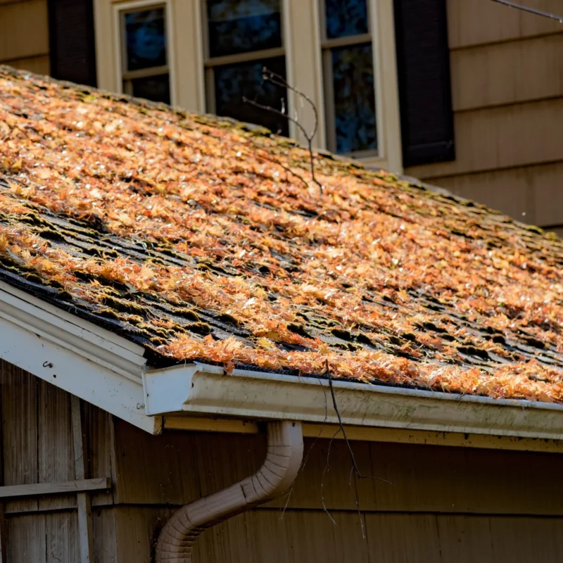 Autumn Leaves On Shingled Roof With Rain Gutters 2023 11 27 05 16 41 Utc